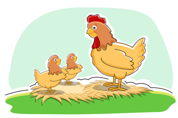 Obraz na płótnie Canvas hen with chickens