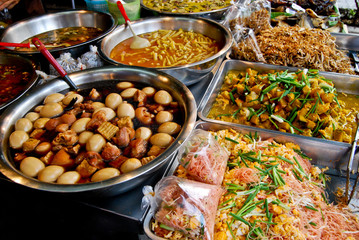 variety of thai food in market