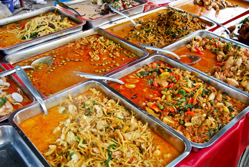 variety of thai food in market