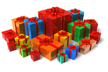 Set of color gift boxes