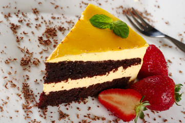 A piece of lucuma (South American fruit) cake