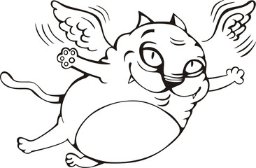 Flying cat cartoon