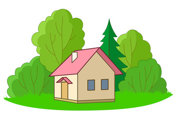 Small house with trees