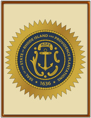 USA state rhode island providence plaantation seal emblem coat