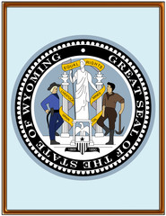 USA state wyoming seal emblem coat