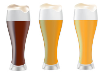 Three glass with beer