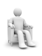 Person resting in armchair. May be look film
