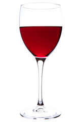 Glass of red wine over white background
