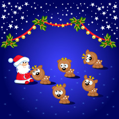 Santa-and-deers