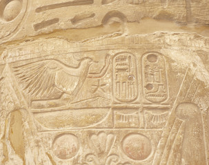 Hieroglyphic carvings at Karnak temple