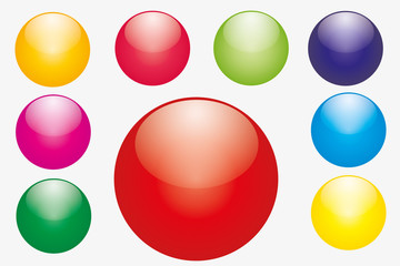 Collection of glossy buttons.