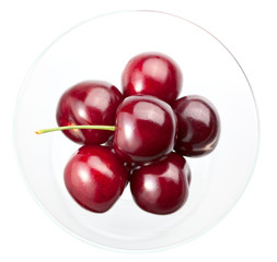 Sweet cherry in glass bowl