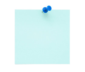 Blue sticky note with pushpin