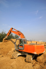 tractors in a construction site