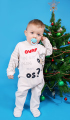 Boy   near the Christmas tree