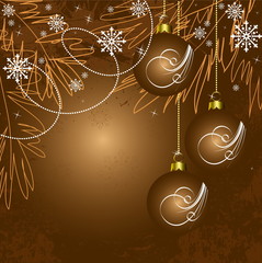 Merry Christmas and Happy New Year brown vector background