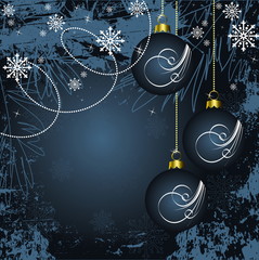 Merry Christmas and Happy New Year blue vector background