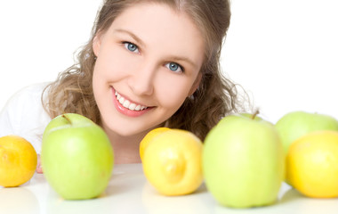 woman with fruit