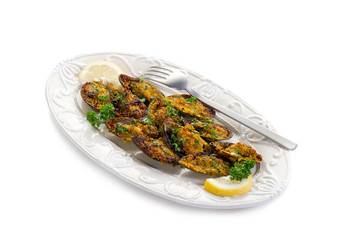 mussel au gratin- cozze gratinate