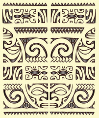 maori seamless tribal - obrazy, fototapety, plakaty