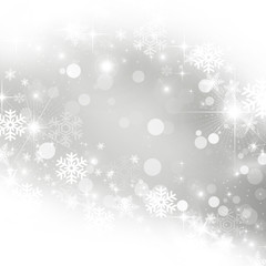 snowflakes and stars descending on background
