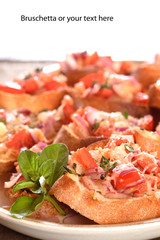 closeup of a plate of Bruschetta
