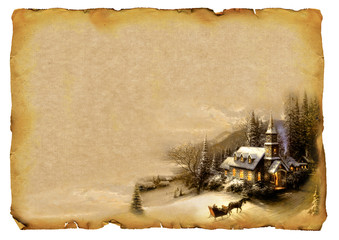 Old paper sheet on the Christmas theme horizontal