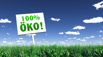 Schild im Gras - 100% &Ouml;KO