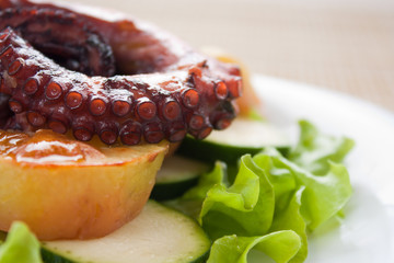 Baked octopus with vegetables