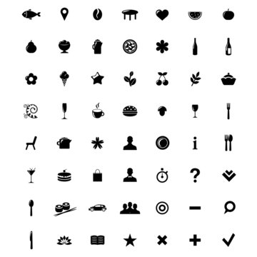 Restaurant And Map Icons Set
