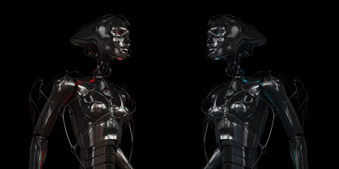 Stylish steel robotic girls