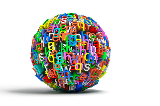 imagen conceptual con bola de letras de colores