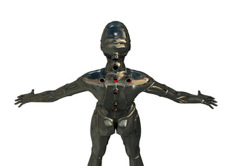 Steel cyborg with holed on body
