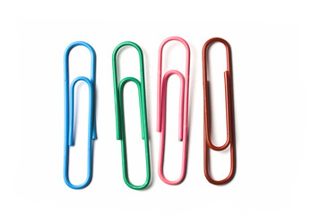 Four multicolored paperclips