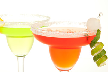 Lime and Strawberry margarita cocktails