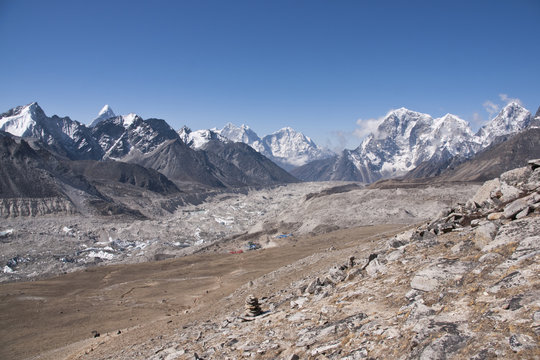 In the shadow of the khumbu glacier. Gorak Shep in Nepal