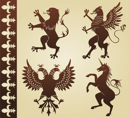 heraldic animals silhouettes