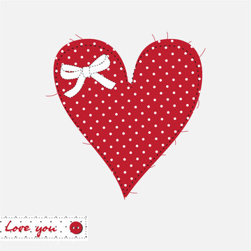 Red Patchwork Heart Of Polka Dot Fabric