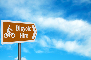 Tourist Information series: 'Bicycle Hire' sign, with space for