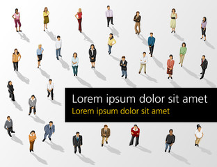 Template of a group of business and office people