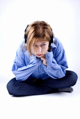 Young girl in headphones