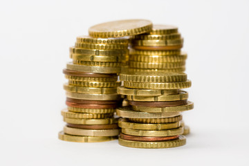 Euro coins isolated on white