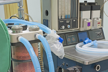 Closeup of hospital ventilator machine