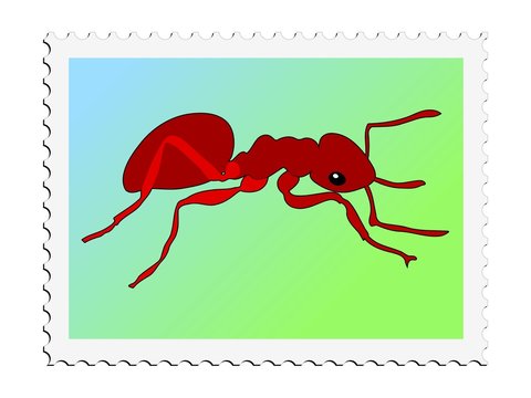 Red ant. Vector stamp