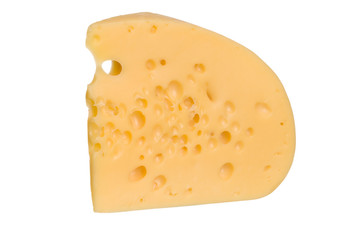 Yellow slice of cheese isolated