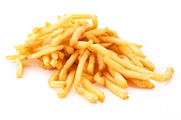 fried potatoes on white background