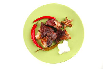 roast beef chunks on plate