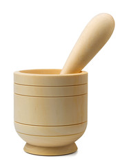 Wooden mortar and pestle
