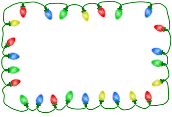 Christmas lights illustrated on a white background