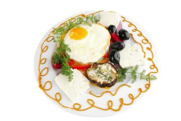 fried egg served on white plate